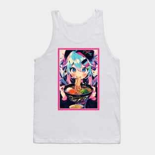 Cute Anime Girl |  Ramen Noodles | Hentaii Chibi Kawaii Design Tank Top